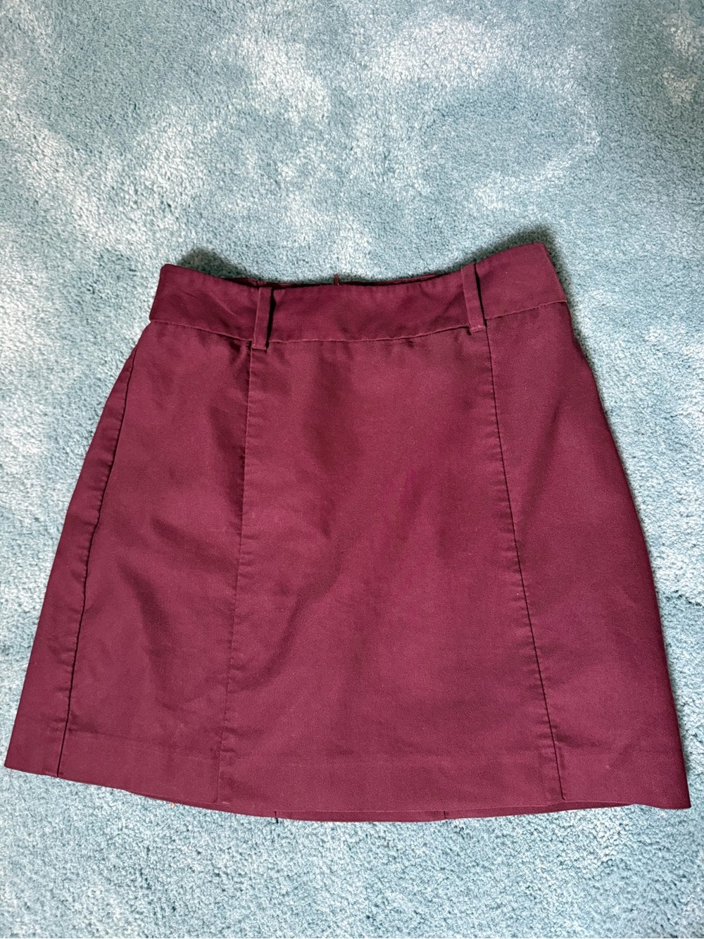 Express Women's Burgundy A-Line Mini Skirt with Belt Loops